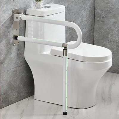 Toiletbeugel 60x70cm voor Senioren met Antisliphandgreep - Douchebeugel, Opvouwbaar, RVS, Draagvermogen 300 kg, Wit
