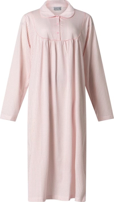 Lunatex - klassiek dames nachthemd 224158 met kraag - roze - maat S