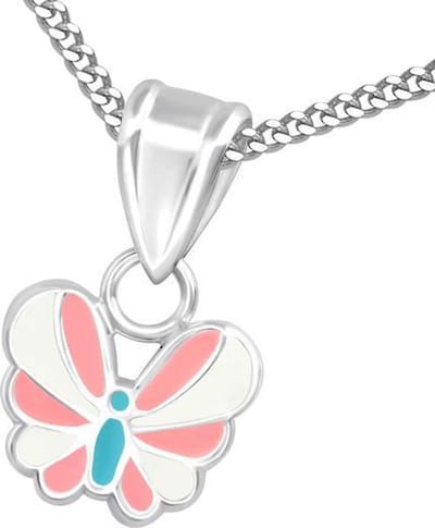 Amanto Ketting Chavo - 925 Zilver E-Coating - Vlinder - 9x7mm - 38cm
