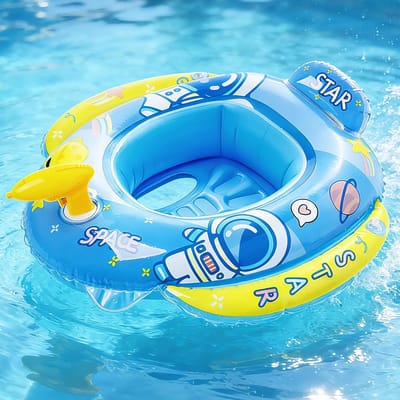 Thijox - Baby Zwemring, Opblaasbare Drijvende Ring voor Kinderen, Veiligheidshulp met Zitting, Cartoon Design, Milieuvriendelijk PVC, Geschikt voor Zw
