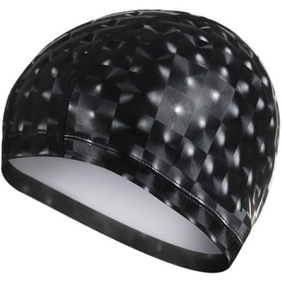 Bonnet de bain étanche Protège les oreilles Cheveux longs Chapeau de piscine de natation Plongée Bonnet de bain pour cheveux longs noir