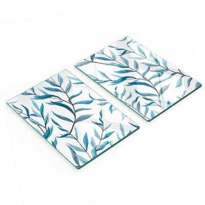 Multifunctionele decoratieve glazen borden met bladprint 2x40x52 cm