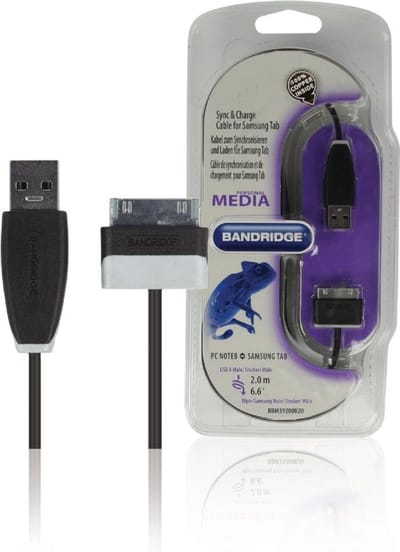 Bandridge Bbm39200b20 Synchronisatie- en Oplaadkabel voor Samsung Tab 2,00 M