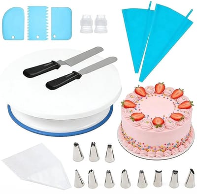 Dailygoods- Taartplaat Draaibaar - Taartplateau met Voet - Taartaccessoireset - 360° Rotatie - Hoogwaardige Materialen - Geschikt voor Thuis en Hotels - Taartdraaiplateau