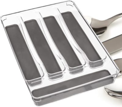 Bestekbak 5 Vaks - Besteklade Organizer - Anti Slip Inleg - Bestek Opbergbak Bestekcassette - Transparant 23x32.5x4.5