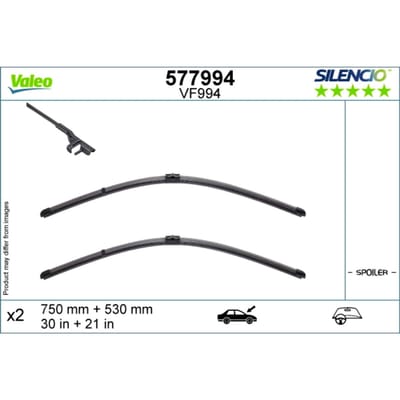 Wisserblad VALEO Silencio 577994, 750/530mm, Voor, 2 Stuk
