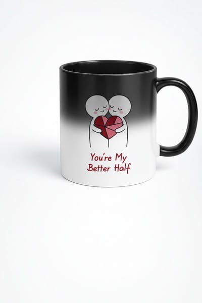 Magische Mok You're My Better Half - Temperatuurgevoelige Liefdesmok voor Koppels