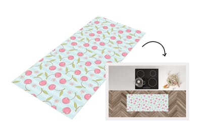 Keukenloper - Loper keuken - Patronen - Kersen - Sakura - 120x50 cm - Keukenloper vinyl