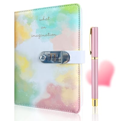 Dailygoods- Dagboek met slot - Notitieboekset met code - Dagboek voor meisjes - Geschikt voor meisjes 8-14 jaar - Hoogwaardig kunstleer - Inclusief balpen - Notitieboek