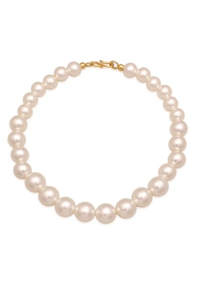 Elli - Halsketting - Dames elegant met synth. parels in 925 sterling zilver verguld - Dames