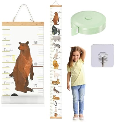 Dailygoods- Muurstickers Hoogtemeting - Duurzame Muurstickers Kinderen - Eenvoudige Opname - Geen Spoorhaak - XX cm - Geschikt voor Peuterkamer - Hoogtemeter