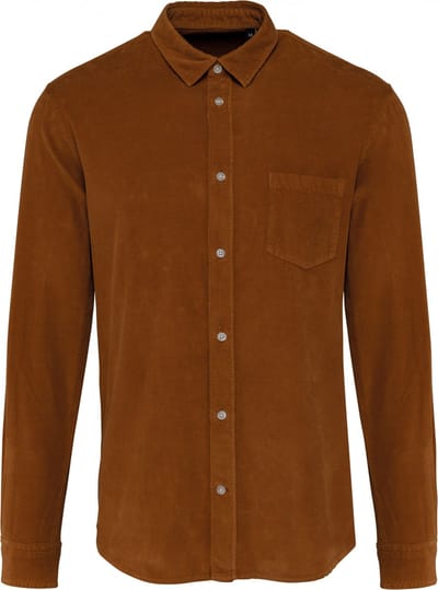 Kariban Heren overhemd met lange mouwen in ribfluweel K599 - Washed Brandy - 3XL