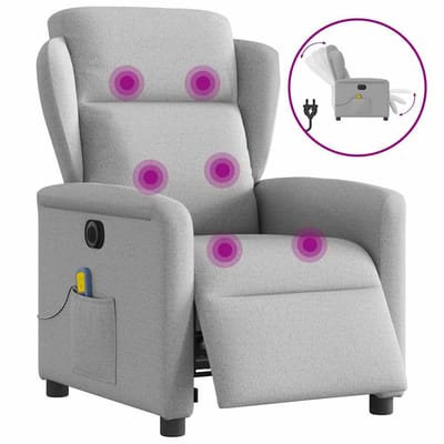 vidaXL - Massagestoel - elektrisch - verstelbaar - stof - wolk - grijs