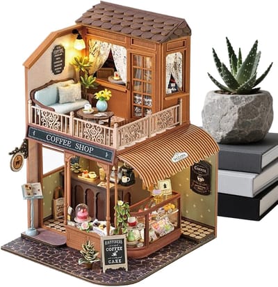 Houten Miniatuur Huis - Modelhuis Bouwpakket - Creatief Hobbyen - Complete Set Inbegrepen - 30 x 24 x 7 cm
