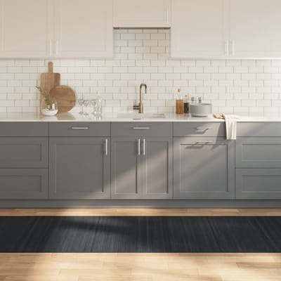vidaXL - Vloerkleed - rechthoekig - 80x300 - cm - bamboe - grijs