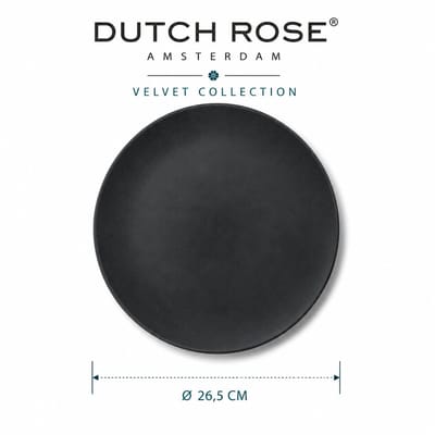 Dutch Rose Velvet Borden – Platte Borden 26,5 cm – Mat Antraciet