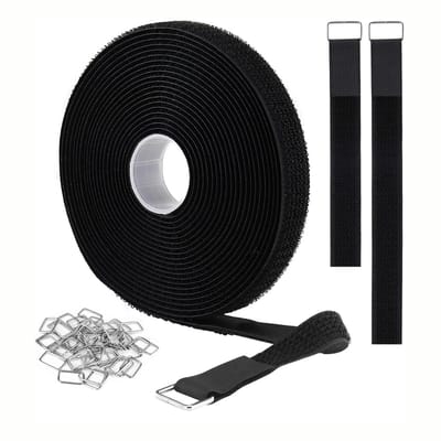 Dailygoods - 10 meter zelfklevende klittenbandbanden, set van 50 gespen, multifunctioneel, zonder verspilling, kabelbinders, klittenband, zelfklevend, extra sterk
