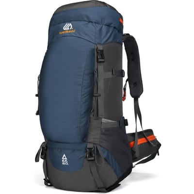 Sac à dos de randonnée résistant à l'eau de 65l, avec housse de pluie, sac à dos de voyage pour Sport de plein air, Camping bleu foncé