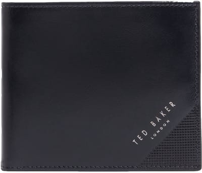 Ted Baker Leren portemonnee Embossed Corner Leather Bifold Coin Wallet Navy donkerblauw
