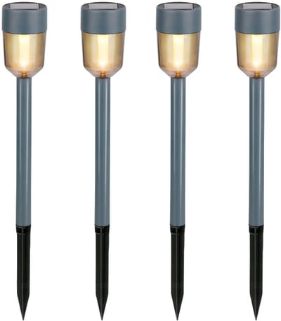 Grundig Solar Tuinverlichting 4 Stuks - Tuinverlichting op Zonne Energie met Warm Wit Licht - Buitenverlichting met IP44 Bescherming - Tuinlampjes voor Paden en Terras