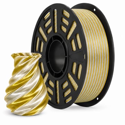 PLA Silk+ Goud & Zilver – Tweekleurig Zijdeglans Filament – 1.75 mm – 1 KG – Metallic Effect – Hoge Printkwaliteit – Morgen in Huis