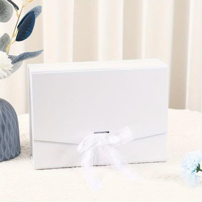 1 stuks Cadeaubox met Lint, Bruiloft Bruidsmeisje Bruidsjonker Voorsteldoos, Rechthoekige Cadeaubox met Deksel voor Sieraden, Verjaardag, Feestdag, Moederdag 1pc wit