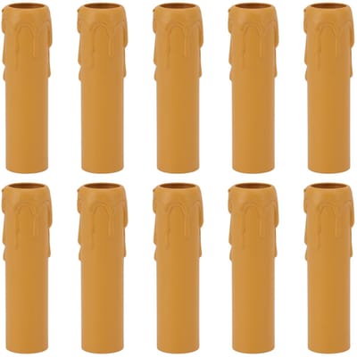 Lot de 10 manchons de protection pour bougies de 4 pouces, en forme de goutte de cire vintage, pour lustre jaune