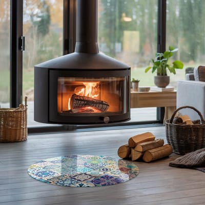 Coloray Vloerplaat Houtkachel - Plaat voor Onder Kachel - 60 cm x 60 cm - Kachel Vloerplaat - Blauw Vloerplaat Kachel - Verwarmingsaccessoires - Vloerplaat Openhaard - Houtkachel Accessoires - Vloerplaat Voor Kachel