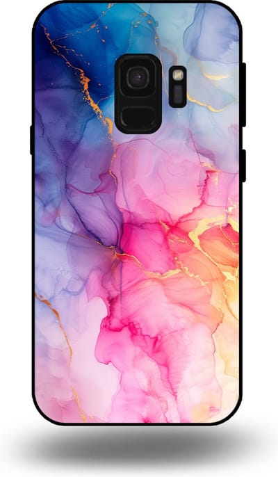 Smartphonica Telefoonhoesje geschikt voor Samsung Galaxy S9 met marmer opdruk - TPU backcover case marble design - Regenboog geschikt voor Samsung Galaxy S9