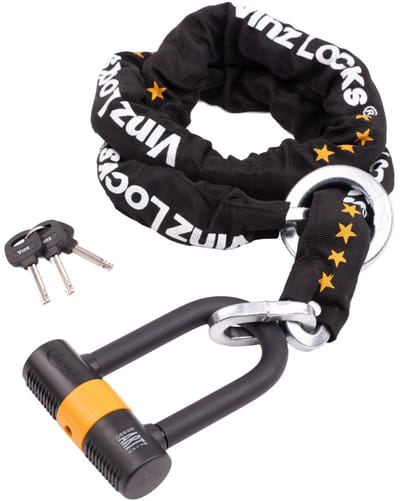 VINZ Oyu ART 4 Kettingslot - Motorslot / Scooterslot - Schijfremslot met Ketting - 150 cm