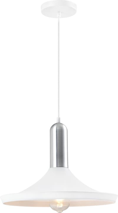 QUVIO Hanglamp modern - Lampen - Plafondlamp - Verlichting - Verlichting plafondlampen - Keukenverlichting - Lamp - E27 fitting - Met 1 lichtpunt - Voor binnen - Aluminium - Metaal - D 36 cm - Wit en zilver