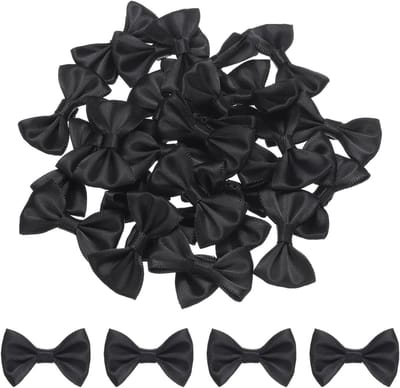 30 Stuks Mini Strikken 1.5x1 Inch, Zwarte Satijnen Bogen voor Cadeauverpakking, DIY Knutselen en Bruiloften, Haaraccessoires