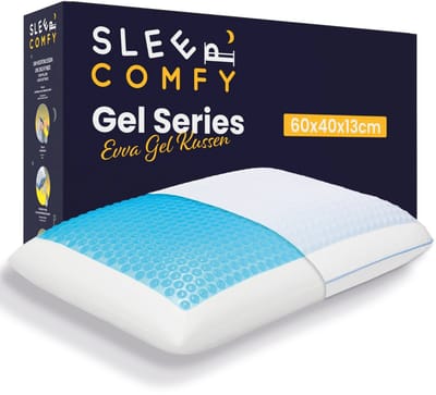 Sleep Comfy - Gel Traagschuim Serie - Hoofdkussen met koelgel - Traagschuim Hoofdkussen - Hoofdkussen Slaapkamer - Anti Nekklachten - Evva Gel Kussen | 60x40x16 cm