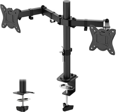 Ploutos® Monitor Arm 2 Schermen - Luxe Dubbele Monitorarm – Volledig Verstelbare Monitor Beugel voor 2 Schermen - Zwart - 42cm x 13cm x 10cm