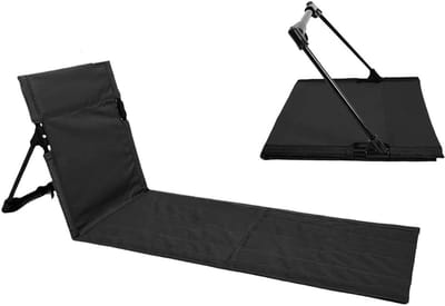 Opvouwbare Strandmat met Rugleuning, Draagbare Lounger Mat met Schouderband, Ideaal voor Picknick, Tuin en Kamperen (Zwart)