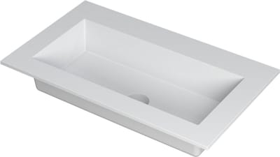 INK® Kraft wastafel polystone enkele bak zonder kraangat 80x45x1cm, mat wit