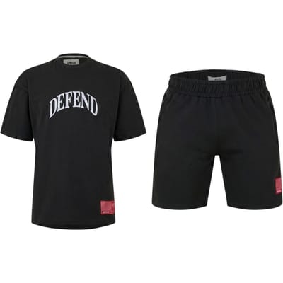 DFND London Heren Defend T-shirt & Shorts Set (Zwart)