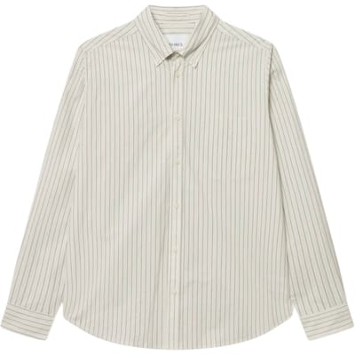 Les Deux Kent Stripe Poplin Shirt Striped Cotton Shirt - Ivory