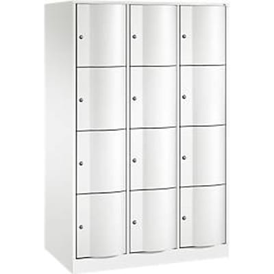 C+P Resisto lockerkast, 3 vakken, 12 vakken, B 1148 x D 640 x H 1950 mm, verkeerswit
