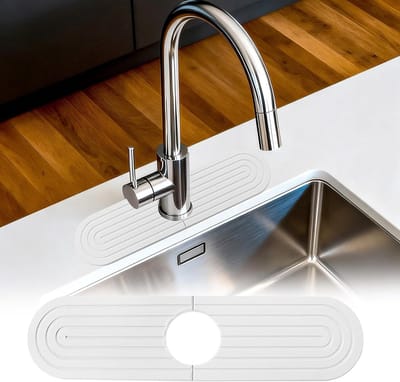 Afdruipmat Gootsteen - Kraanmat - Keuken Ordenen - Sneldrogend Kiezelgout - 40 x 10 cm - Wit