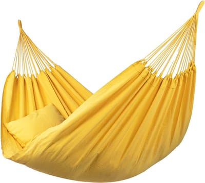 Zuid-Amerikaanse Hangmat - Familie Hangmat - Ontspannen Buiten - Handgemaakt Fairtrade - 200 kg Belastbaar - Geel