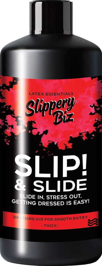 SlipperyBiz - Slip and Slide! DIKKE VARIANT - 500 ml - XXL - glashelder - transparant - geurloos - je glijdt snel en makkelijk latex en rubber kleding en handschoenen in en uit