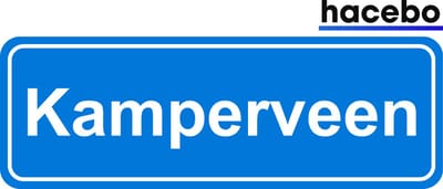 Hacebo - Plaatsnaam Sticker - 29x10 CM - Kamperveen sticker - Verkeersborden sticker - grappige cadeaus - Kamperveen