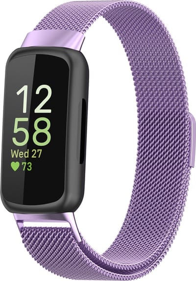 By Qubix - Compatible Fitbit bandje - Geschikt voor fitbit Inspire 3 - Milanese bandje - Lila