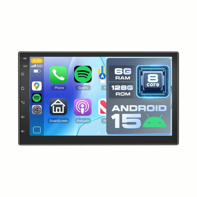 ESSGOO Autoradio 2Din Universeel - Android 15 - Apple Carplay & Android Auto (Draadloos) - 7 Inch HD Touchscreen - 6+128GB - GPS Navigatiesysteem - Bluetooth, WiFi, USB