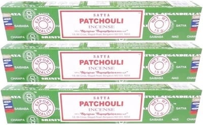Satya Nag Champa Wierook stokjes - Patchouli - 3x pakje van 12 stuks - 15 gram