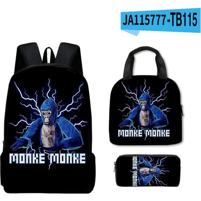 Klassiek Populair Bijzonder Grappig Gorilla tag 3D Geprint 3 stuks/Set leerling Schooltassen Laptop Dagrugzak Rugzak Lunchtas Etui