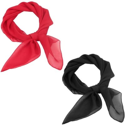 Chiffon Sjaal - 2 Stuks - 65 x 65 cm - Zwart/Rood - Ademend - Comfortabel Materiaal