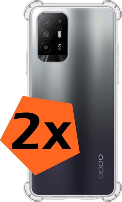 Hoes - 2 Stuks - Geschikt voor OPPO A94 5G - Sterk & Shockproof - Siliconen Case - Back Cover - Telefoon Hoesje Shock Proof - Transparant