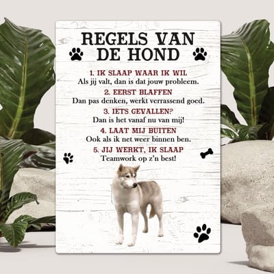 Spreuken - Groenlandhond - Regels Van De Hond - Spreuken Bordjes - Spreukenbord - Tekstborden - Cadeau - Hondenras